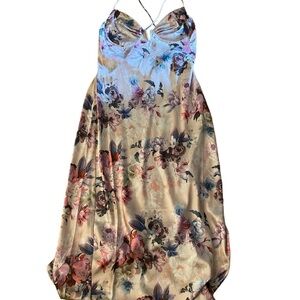 Vice Aiko Blush Printed Satin Slip Midi Dress size large